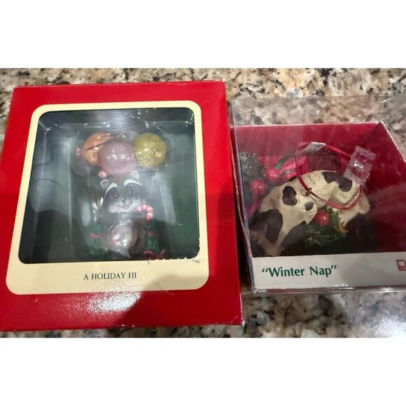 Enesco “Winter Nap” & Gilmore Designs “A Holiday Hi” Ornaments Vintage - Picture 1 of 9